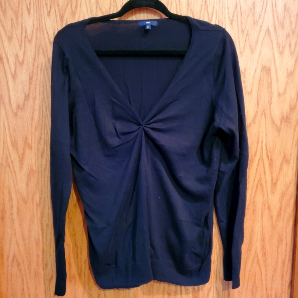 Gap Black Cotton V-Neck Fitted Sweater XL Cute cinched detail